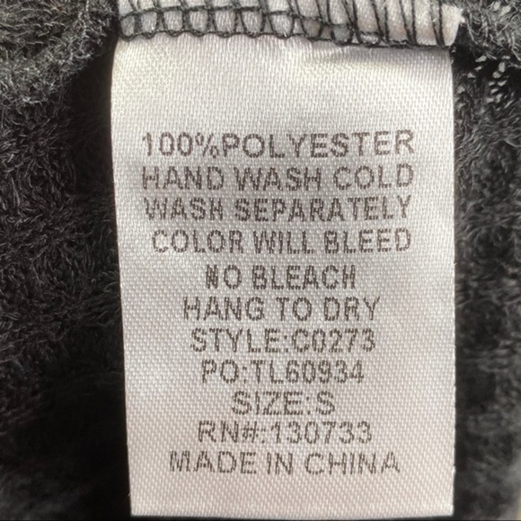 Umgee Black Waffle Knit Off Shoulder Long Sleeve Batwing Boho Top Size S - Picture 6 of 7